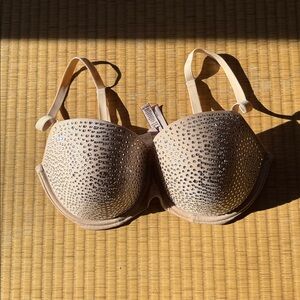 Victoria's Secret Beige Bra with rhinestones.